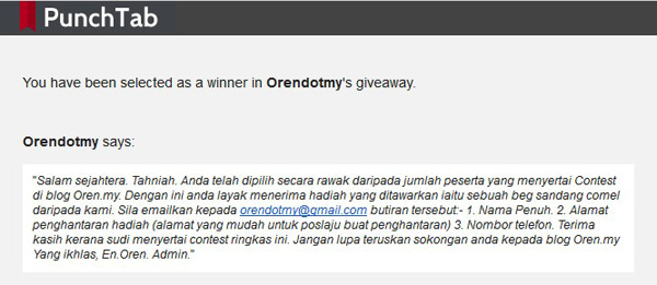 menang giveaway orendotmy menang beg sandang giveaway orendotmy