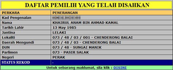 semak tempat mengundi pilihan raya umum 13