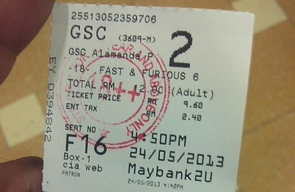tiket wayang gsc fast & furious 6