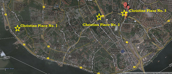 Lokasi Christine Palace atau Villa Nabilah di Johor Bahru