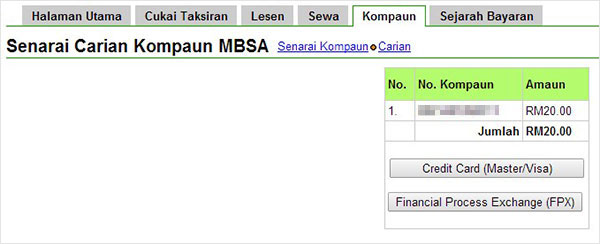 Bayar saman letak kereta MBSA secara online
