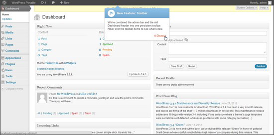 Paparan Dashboard Admin Blog WordPress Paparan Dashboard Admin Blog WordPress
