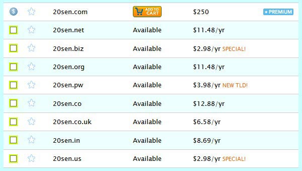 harga domain 20 sen