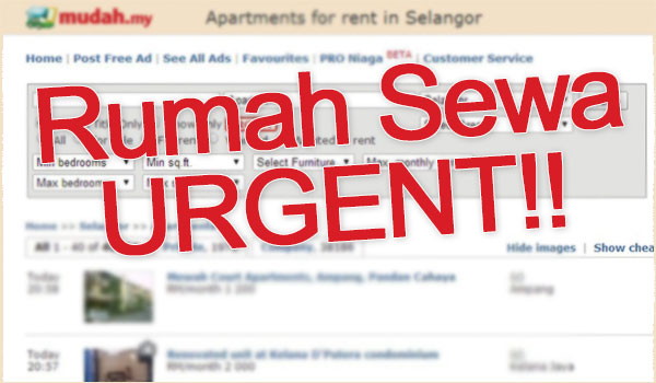 rumah sewa Mencari rumah untuk disewa