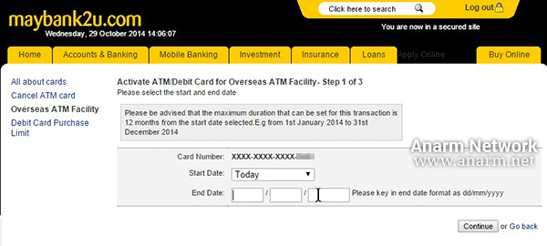 Aktifkan kad debit MasterCard Maybank