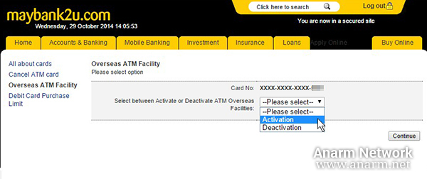 Activation kad debit MasterCard Maybank