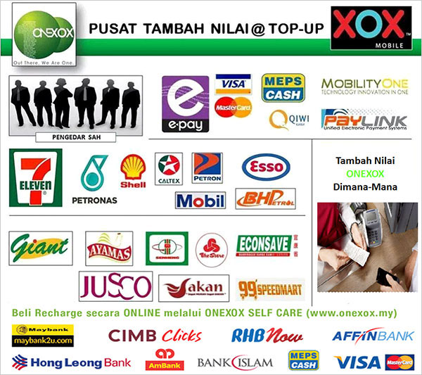 Kedai jual topup prepaid ONEXOX Kedai jual topup prepaid ONEXOX