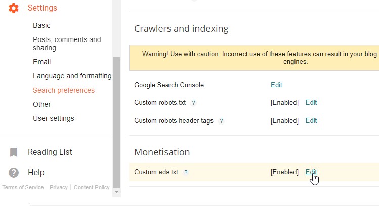 Custom ads.txt Blogspot
