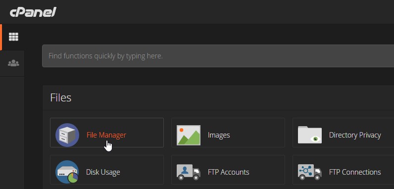 cPanel web hosting file manager