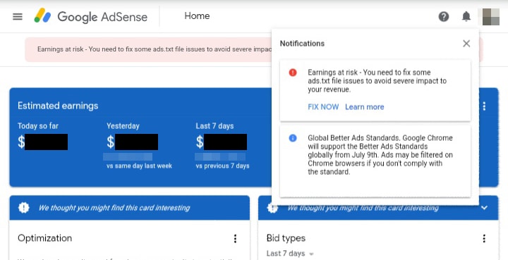 Earnings at risk - Google Adsense Earnings at risk - Google Adsense