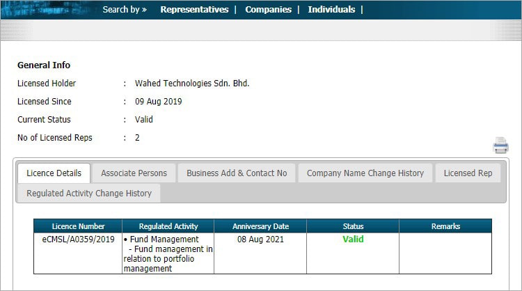 Wahed Invest lesen Suruhanjaya Sekuriti Malaysia (SC) Wahed Invest lesen Suruhanjaya Sekuriti Malaysia (SC)