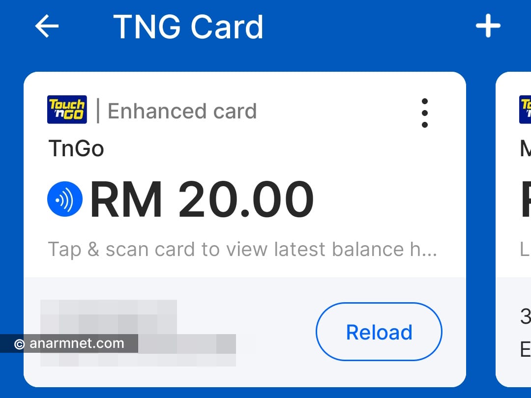 Topup kad Enhanced Touch n Go NFC