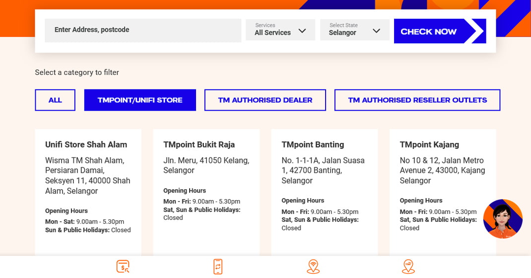 Lokasi TMpoint / Unifi Store